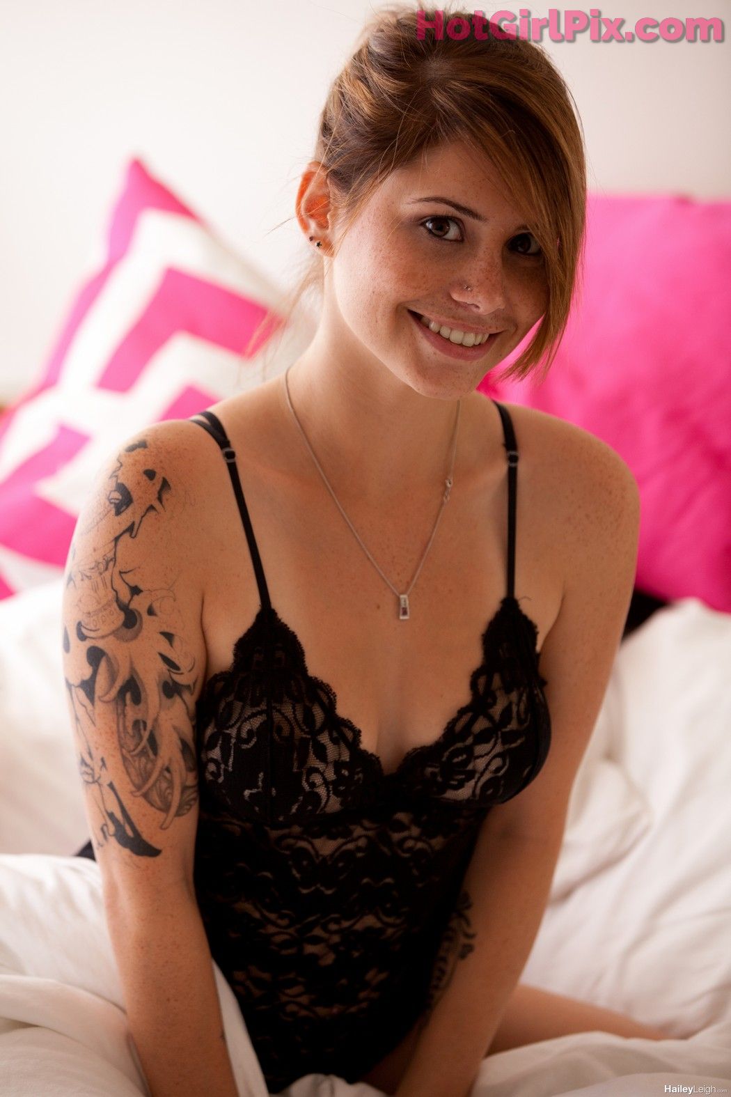 Hailey Leigh - Black Lingerie in Bed