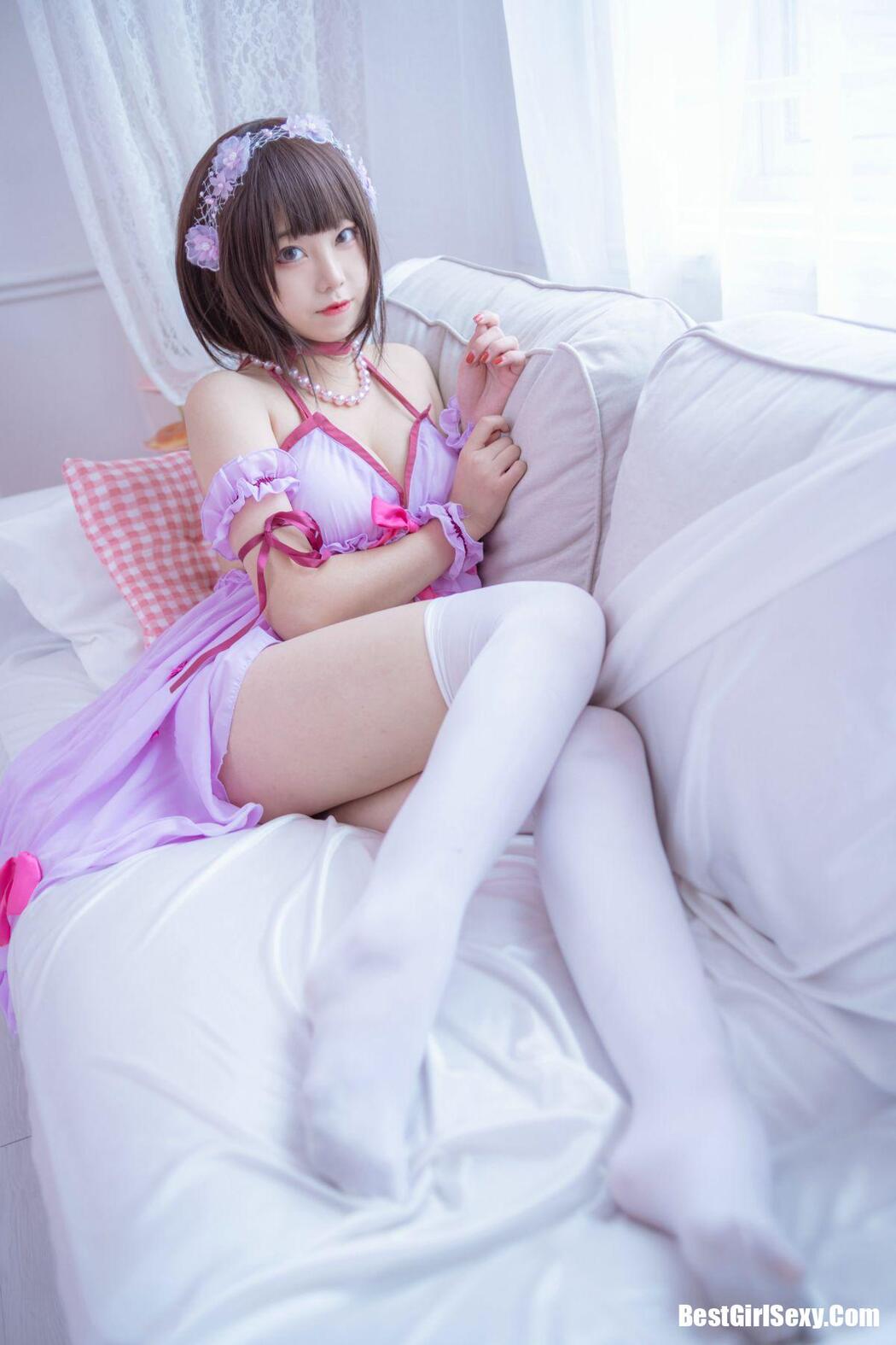 Coser@蜜汁猫裘 加藤惠睡衣 白丝