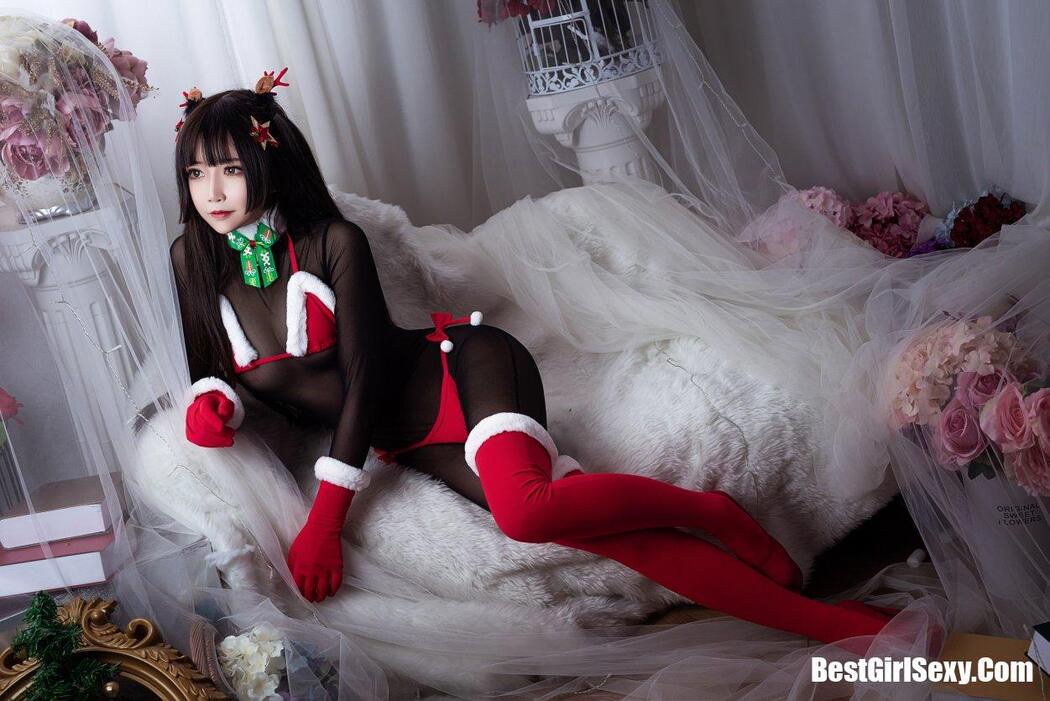 Coser@抱走莫子aa Vol.011 连体黑丝圣诞比基尼