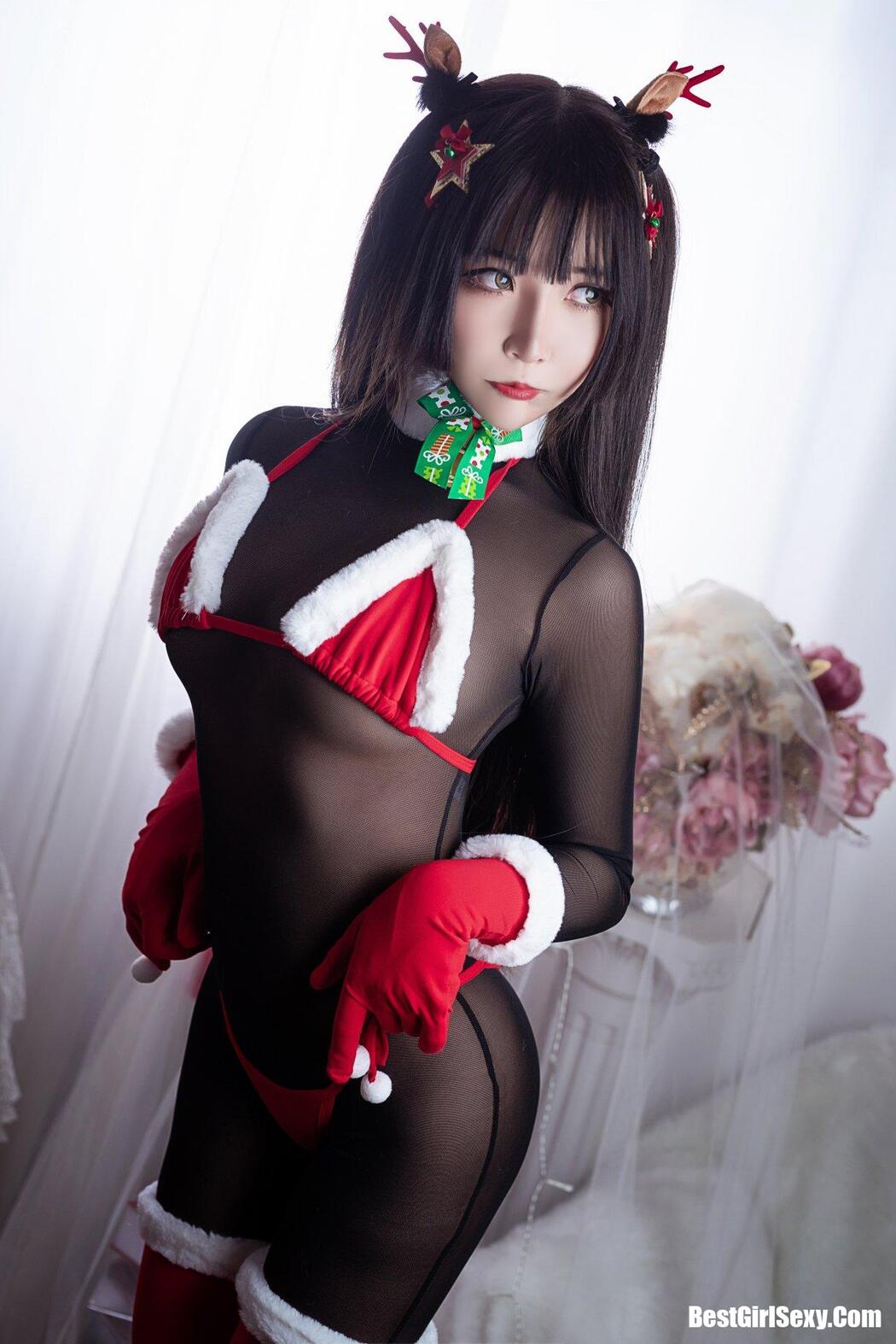 Coser@抱走莫子aa Vol.011 连体黑丝圣诞比基尼