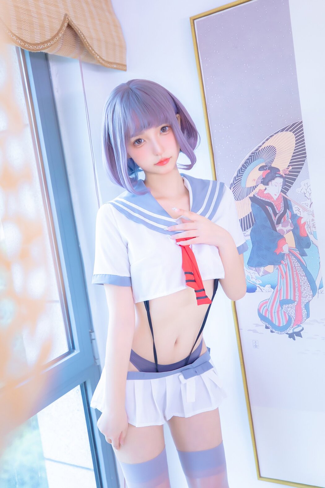 Coser@神楽坂真冬 Vol.080 灰丝吊带JK Cover Photo