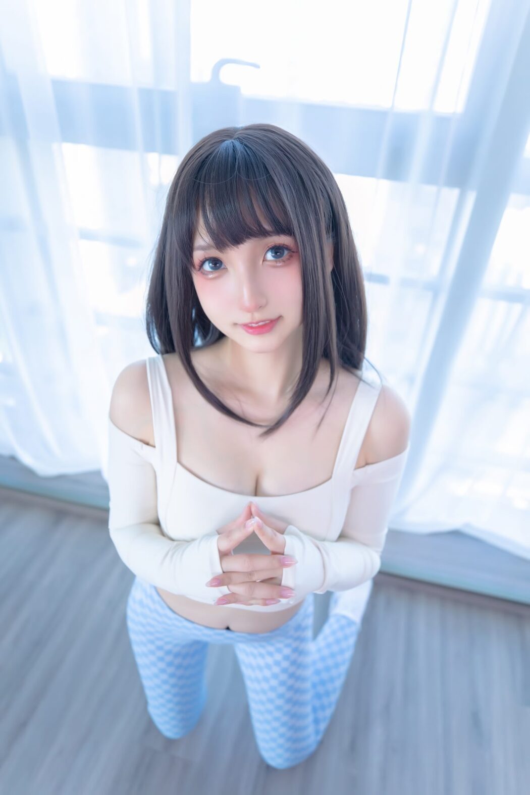 Coser@神楽坂真冬 Vol.083 蓝白格