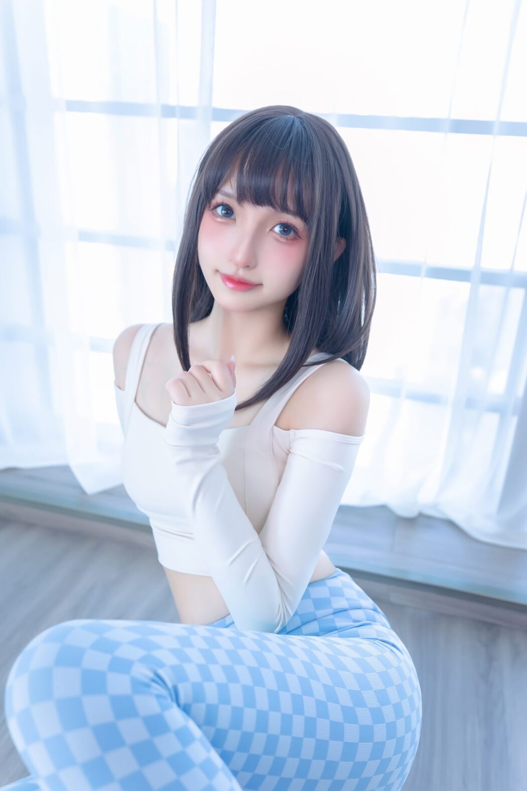 Coser@神楽坂真冬 Vol.083 蓝白格