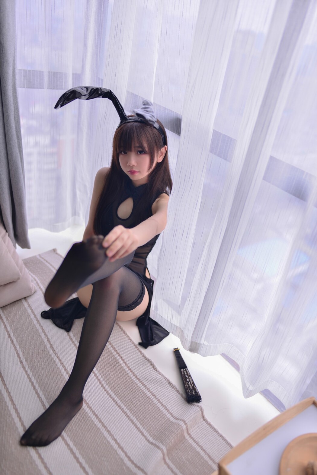 Coser@雪琪SAMA Vol.042 黑透旗袍兔耳