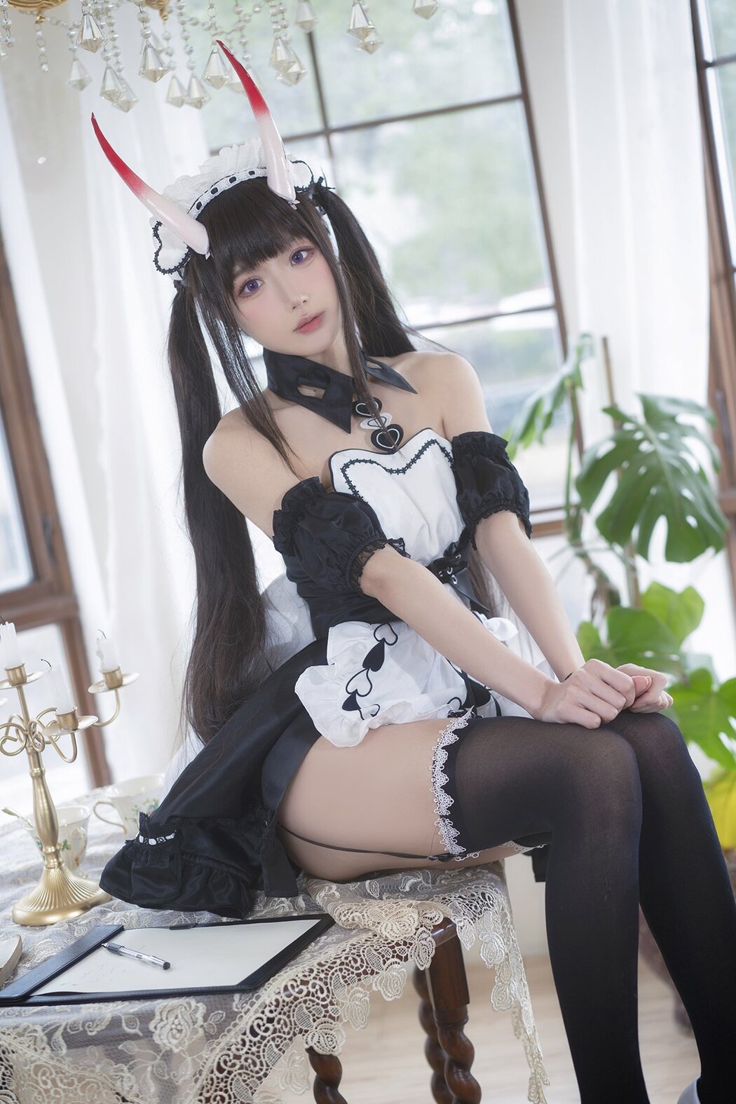 Coser@阿包也是兔娘 Vol.048 1月舰长图包 能代女仆 Cover Photo