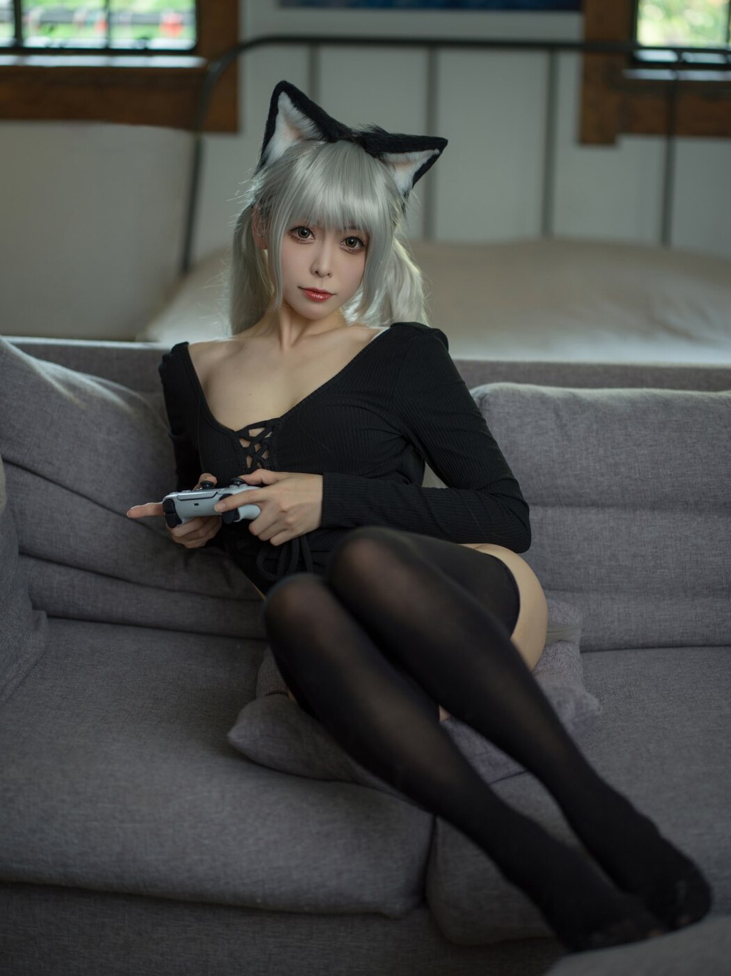 Coser@樱岛嗷一 黑猫针织衫连体衣