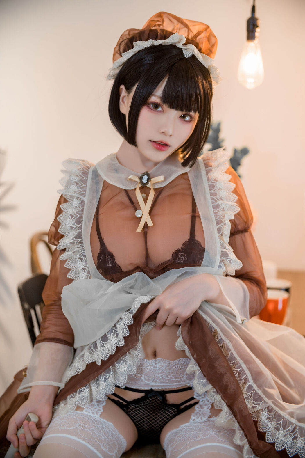 Coser cheese block wii "Brown Transparent Dress Maid"