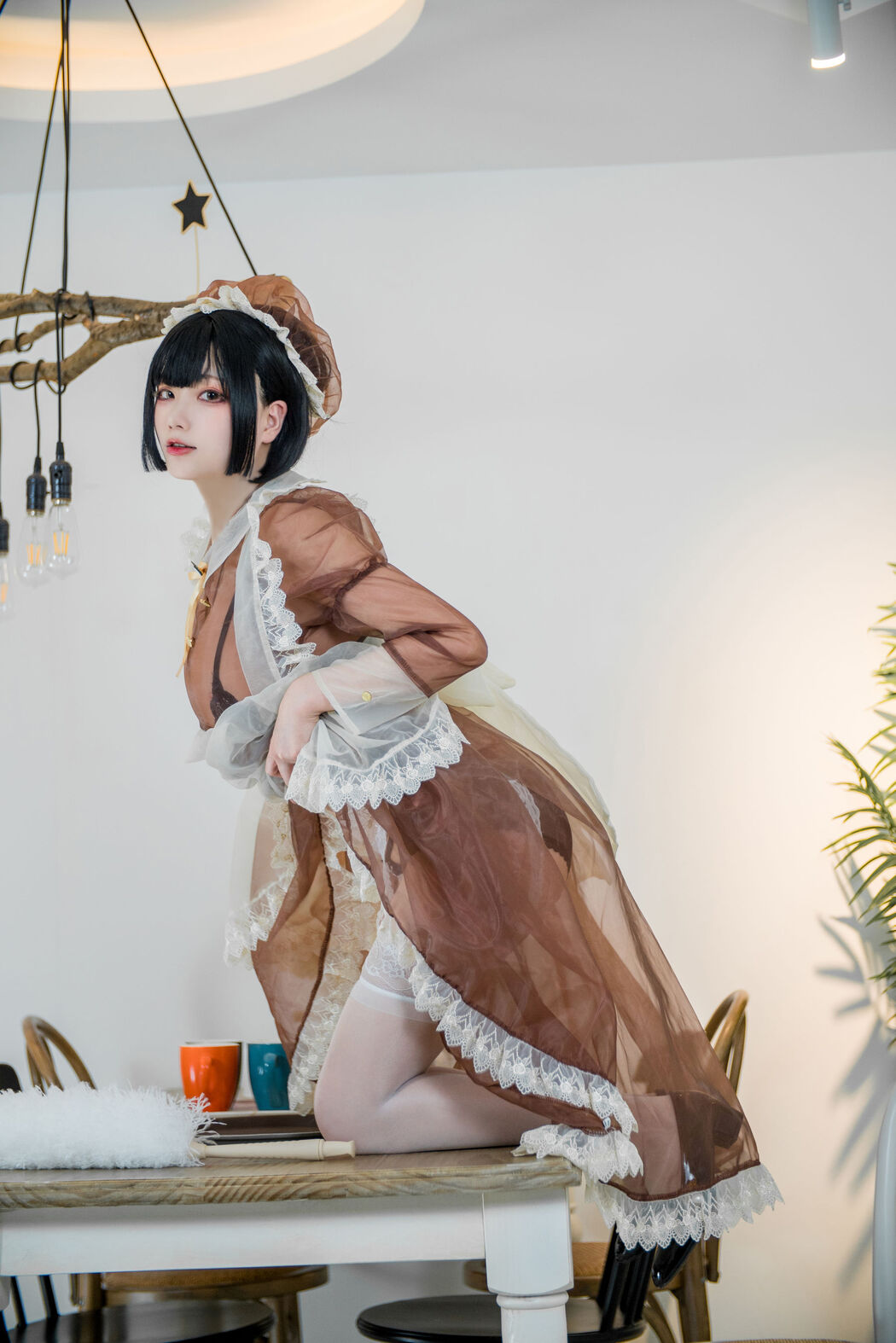 Coser cheese block wii "Brown Transparent Dress Maid"