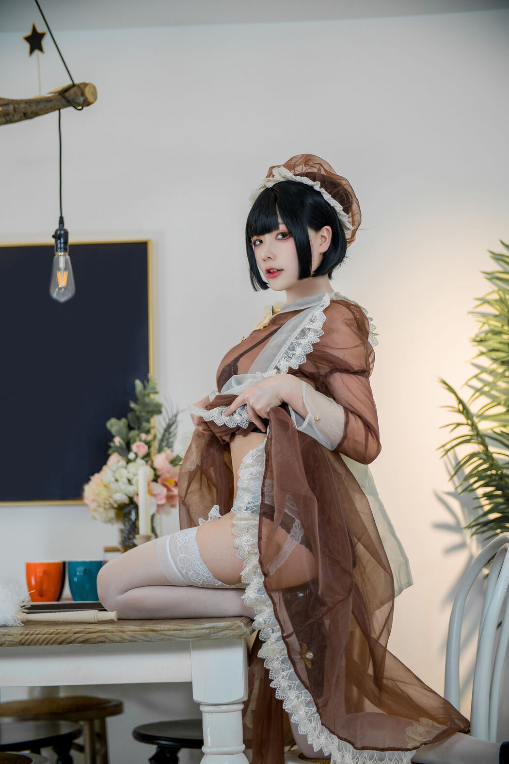 Coser cheese block wii "Brown Transparent Dress Maid"