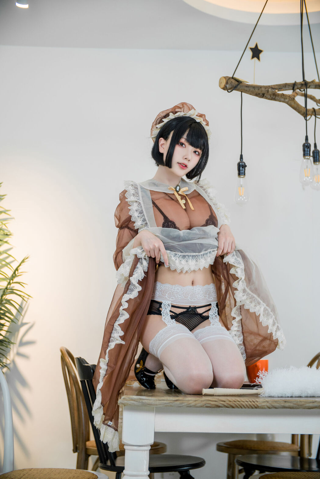 Coser cheese block wii "Brown Transparent Dress Maid"