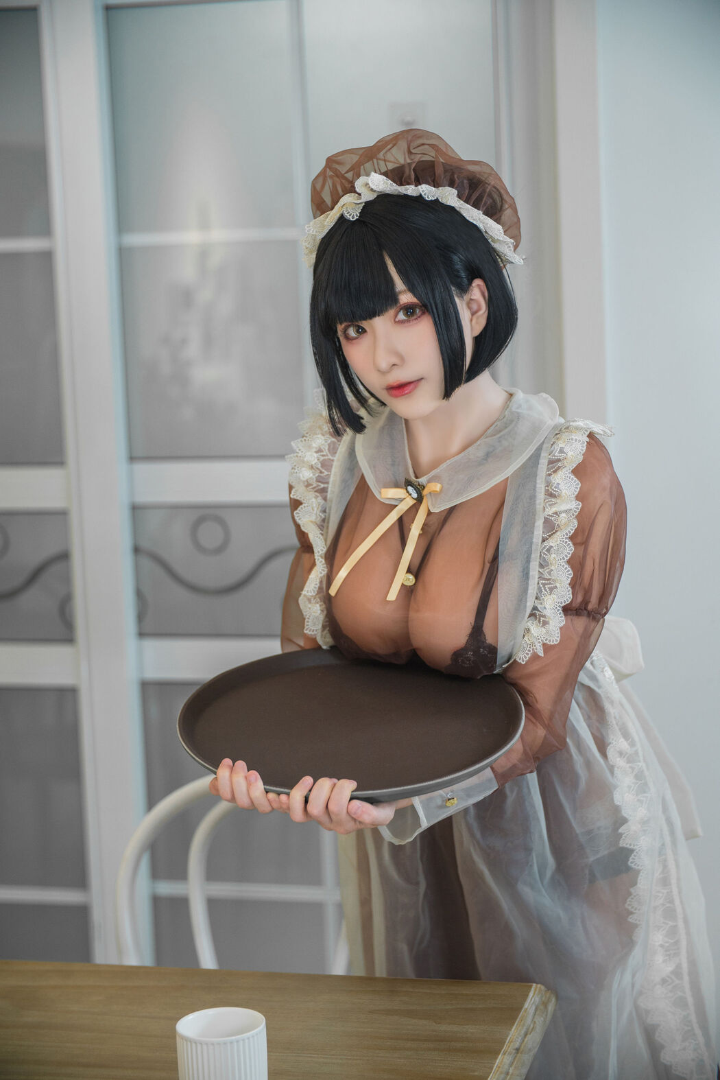 Coser cheese block wii "Brown Transparent Dress Maid"