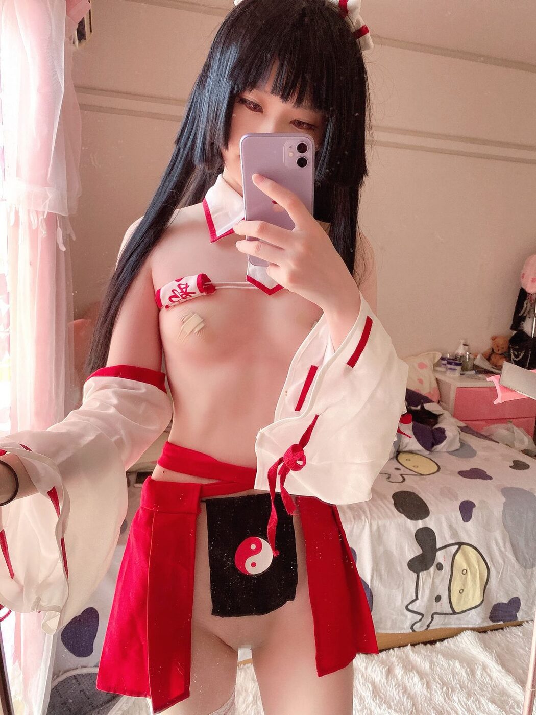 Coser@习呆呆 – 眼帯ブラ巫女緊縛