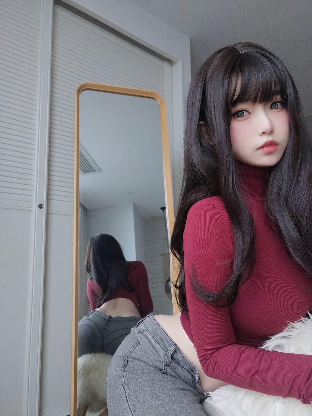 Coser@女主K – 红色毛衣的丰满妹妹