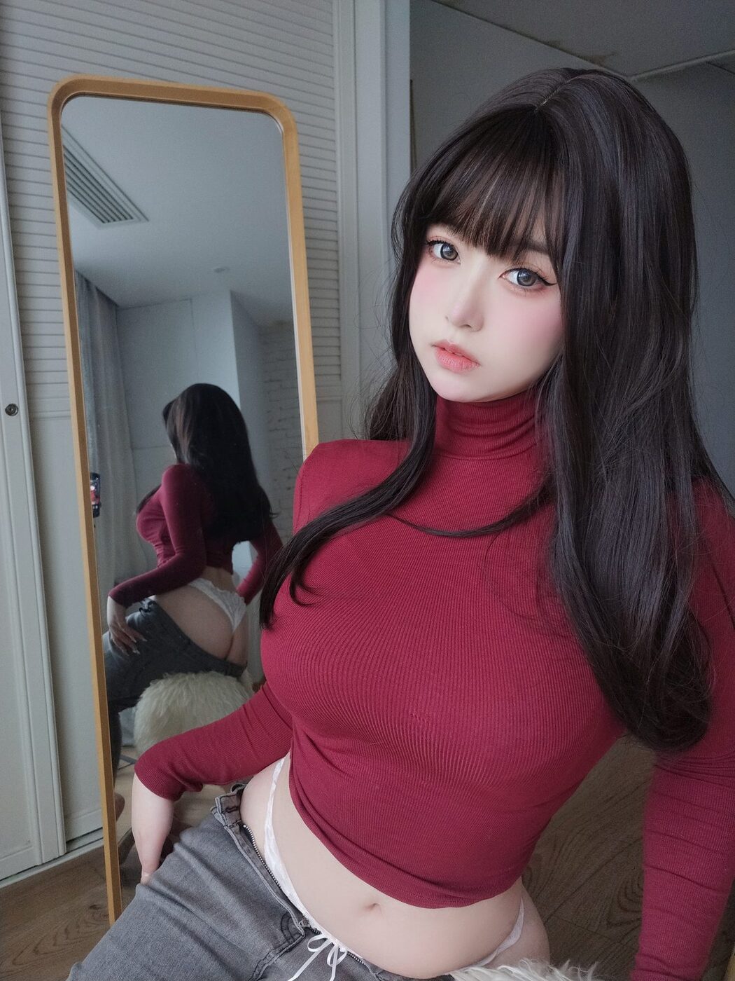 Coser@女主K – 红色毛衣的丰满妹妹