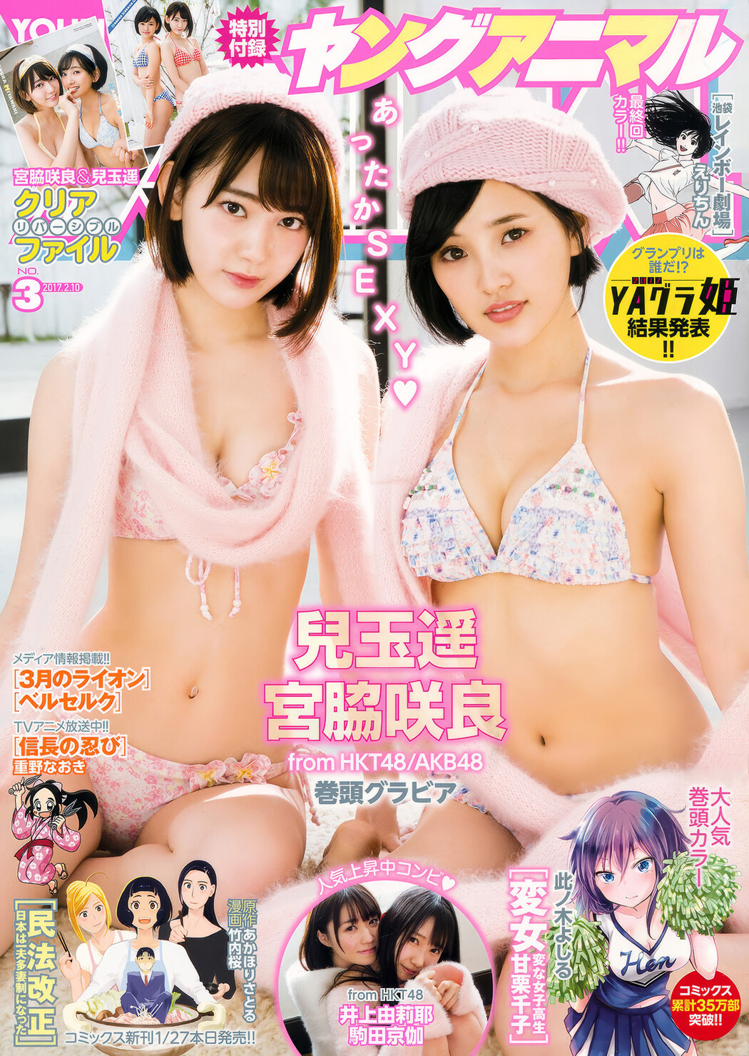 兒玉遥・宮脇咲良, Young Animal 2017 No.03 (ヤングアニマル 2017年3号) Cover Photo