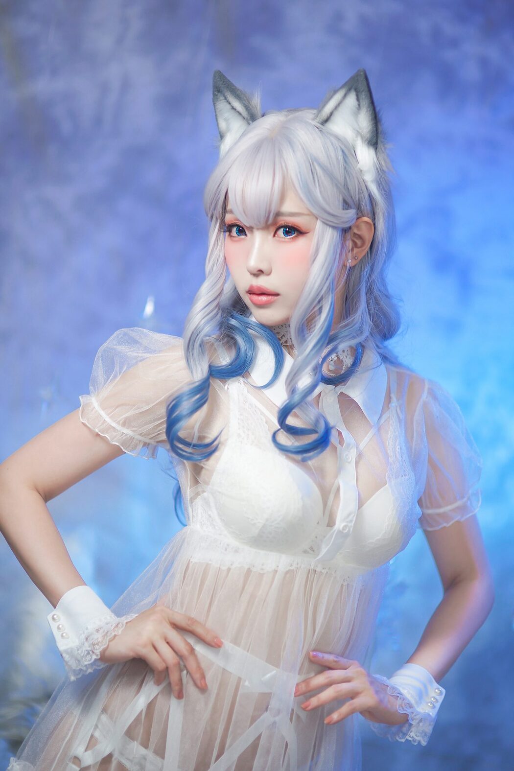 Coser@Ely_eeeElyEE子 – 猫耳白丝带