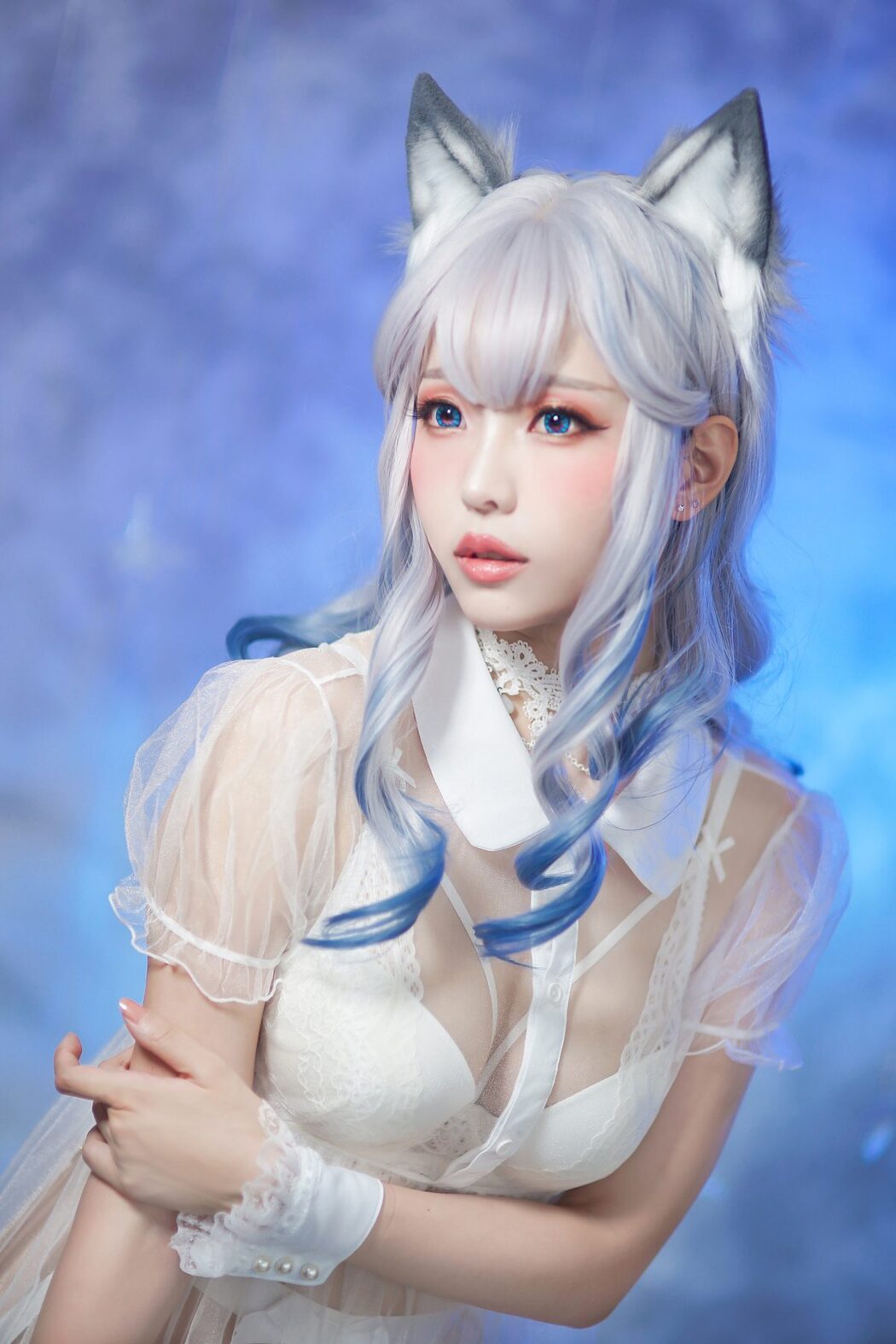 Coser@Ely_eeeElyEE子 – 猫耳白丝带