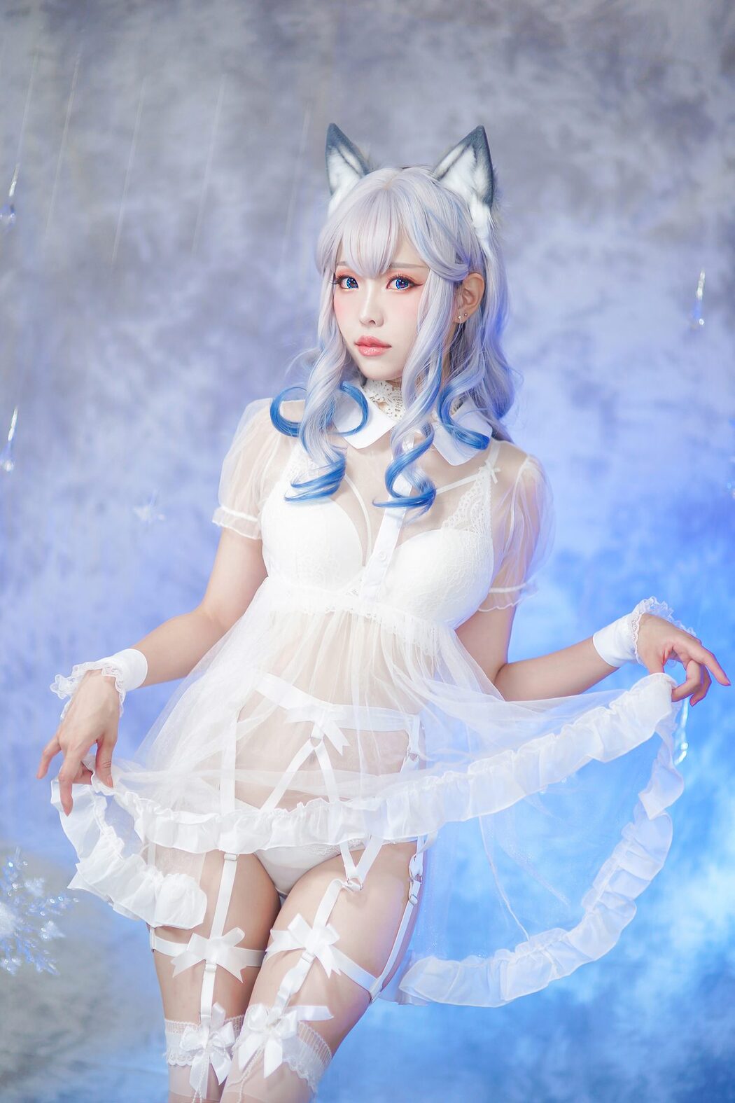 Coser@Ely_eeeElyEE子 – 猫耳白丝带