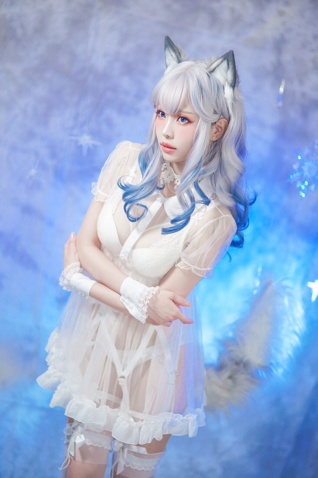 Coser@Ely_eeeElyEE子 – 猫耳白丝带