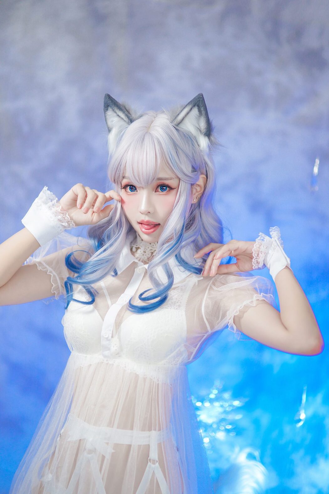 Coser@Ely_eeeElyEE子 – 猫耳白丝带