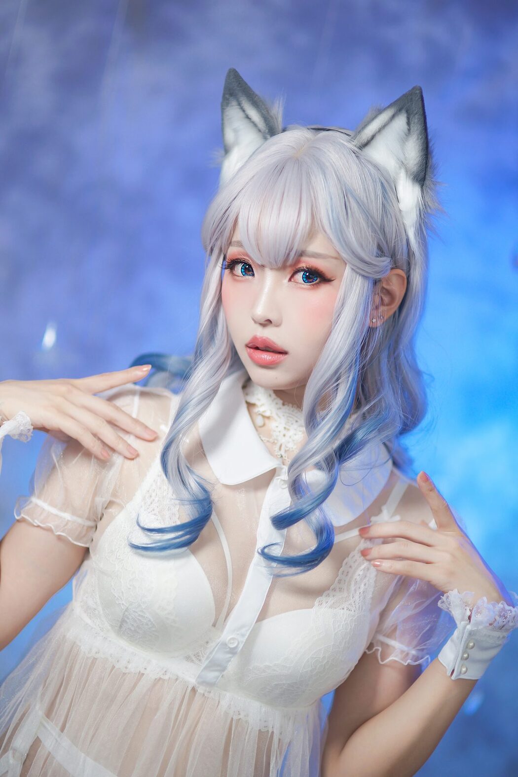 Coser@Ely_eeeElyEE子 – 猫耳白丝带