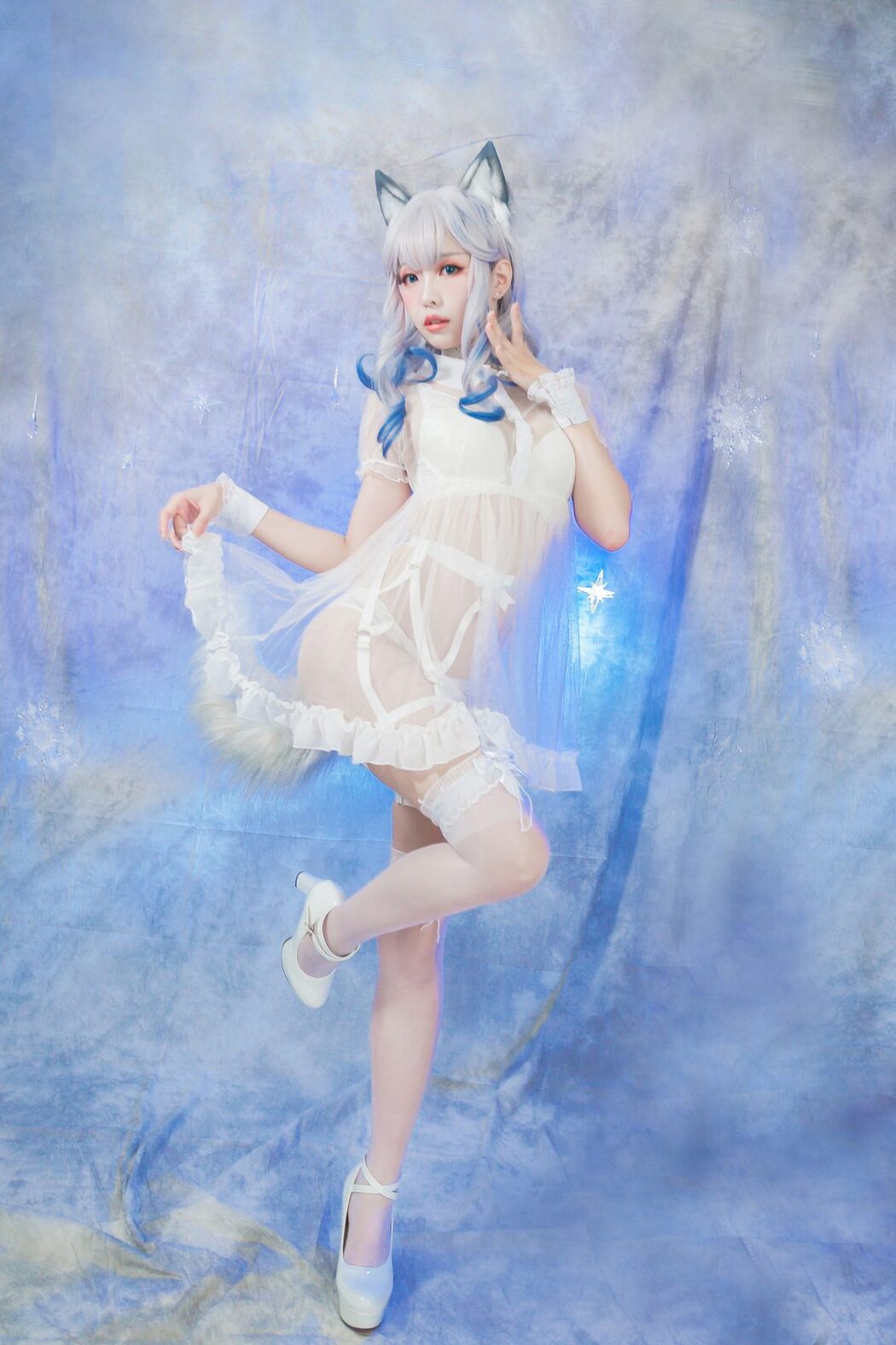 Coser@Ely_eeeElyEE子 – 猫耳白丝带