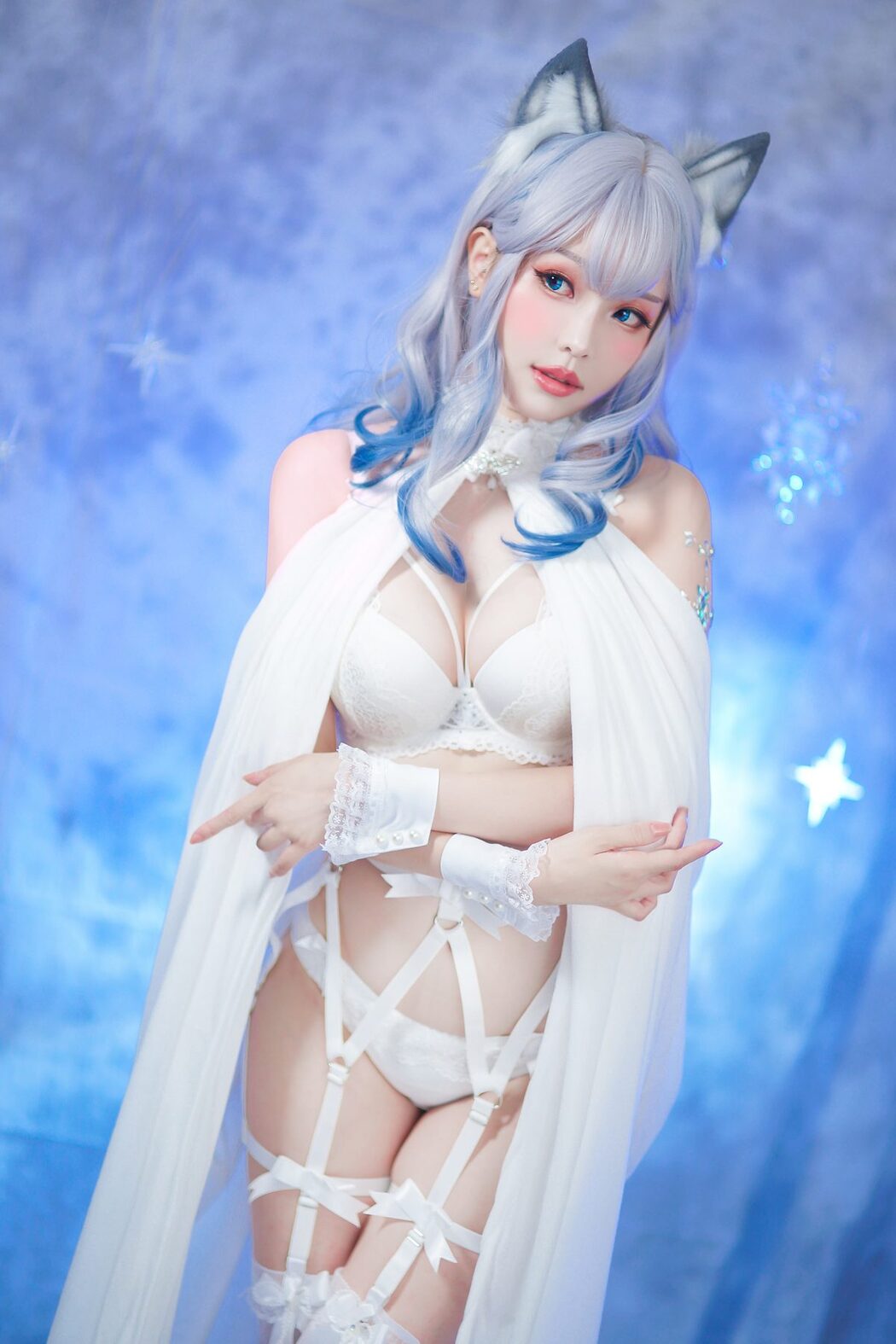 Coser@Ely_eeeElyEE子 – 猫耳白丝带