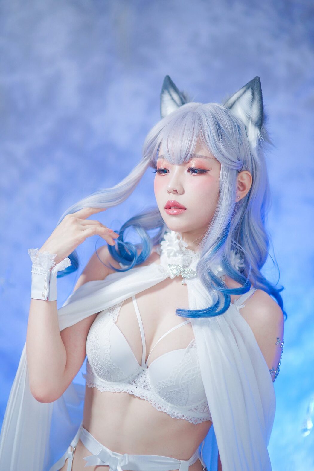 Coser@Ely_eeeElyEE子 – 猫耳白丝带