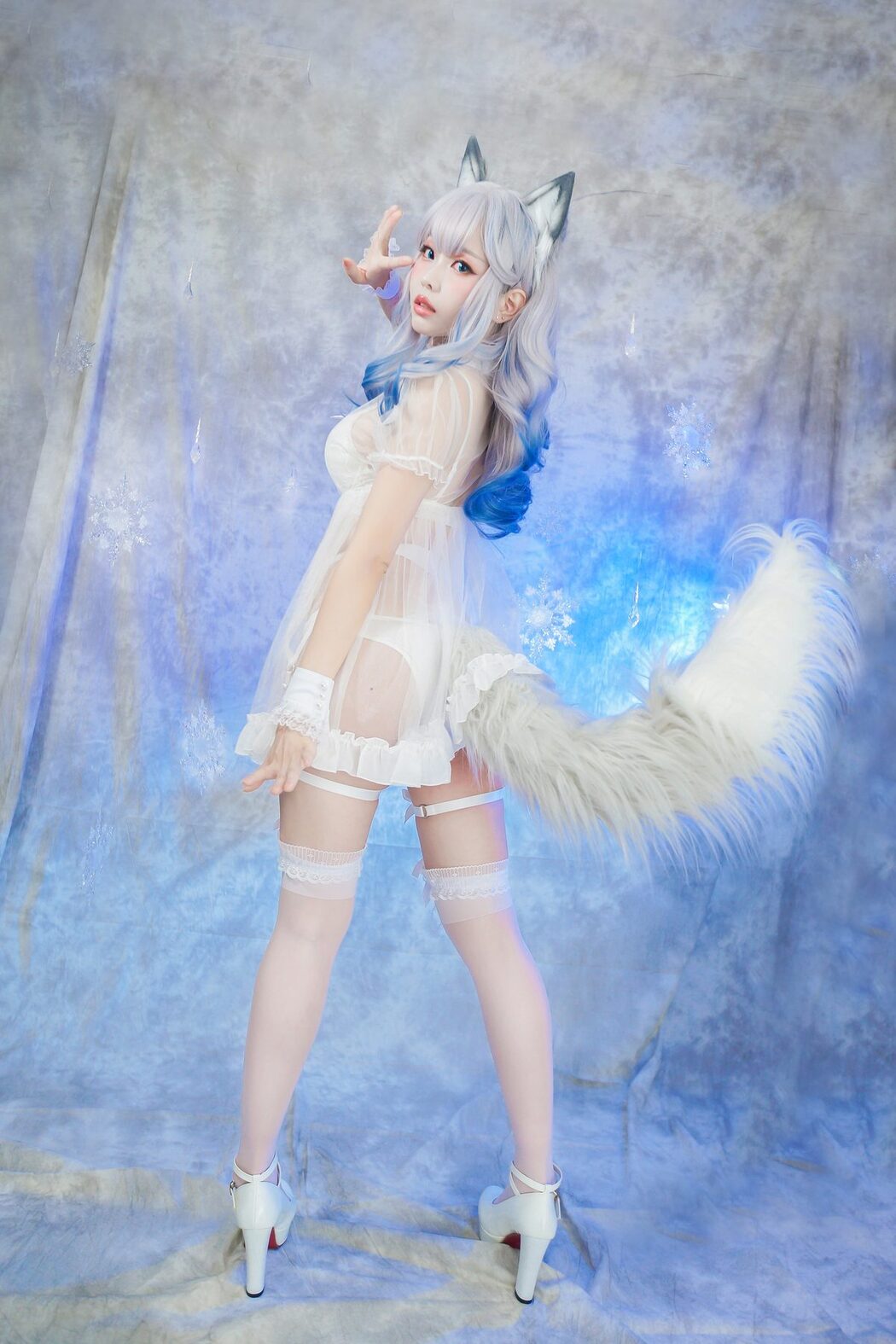 Coser@Ely_eeeElyEE子 – 猫耳白丝带