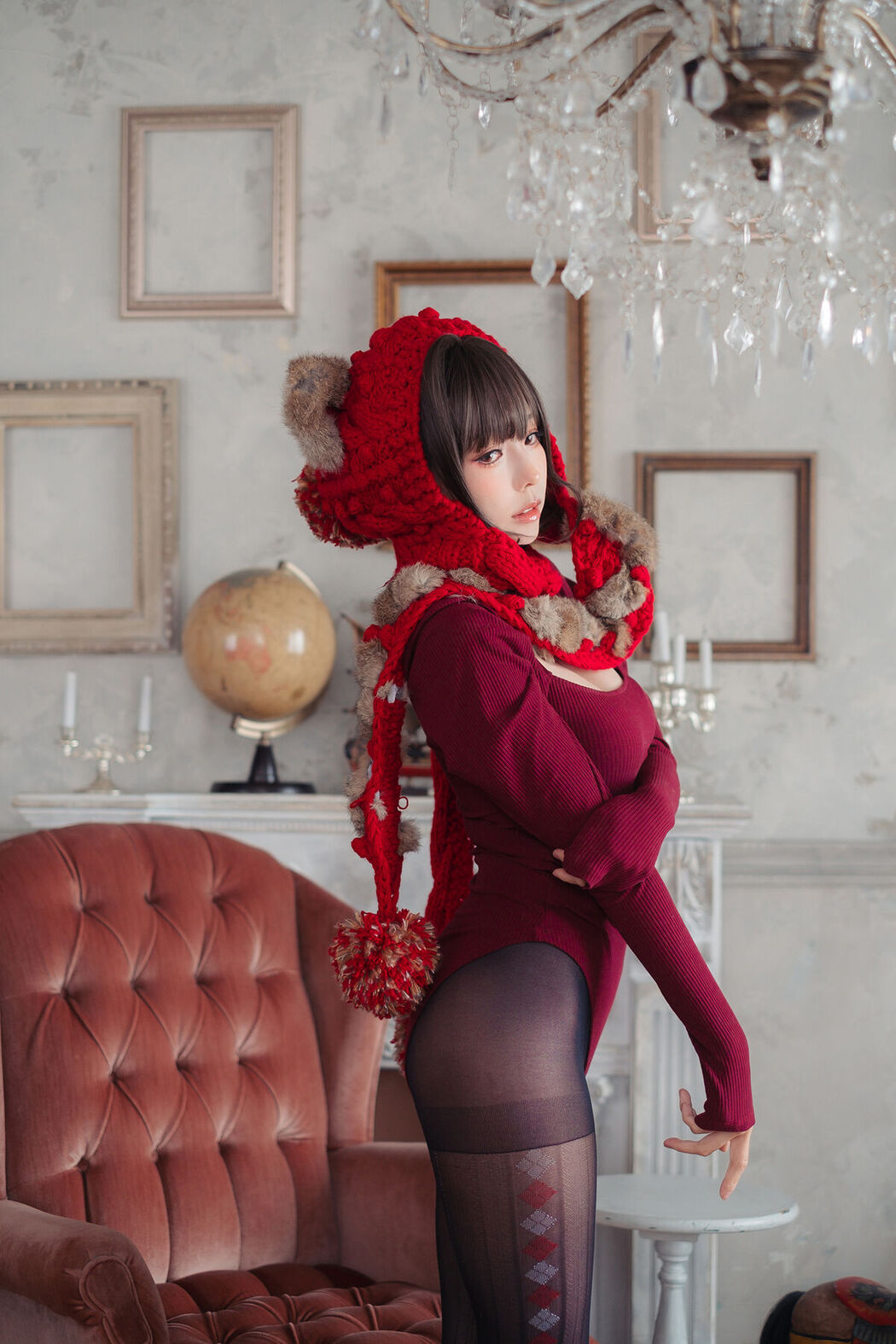 Coser@Ely_eee ElyEE子 – 红色 KNITTING