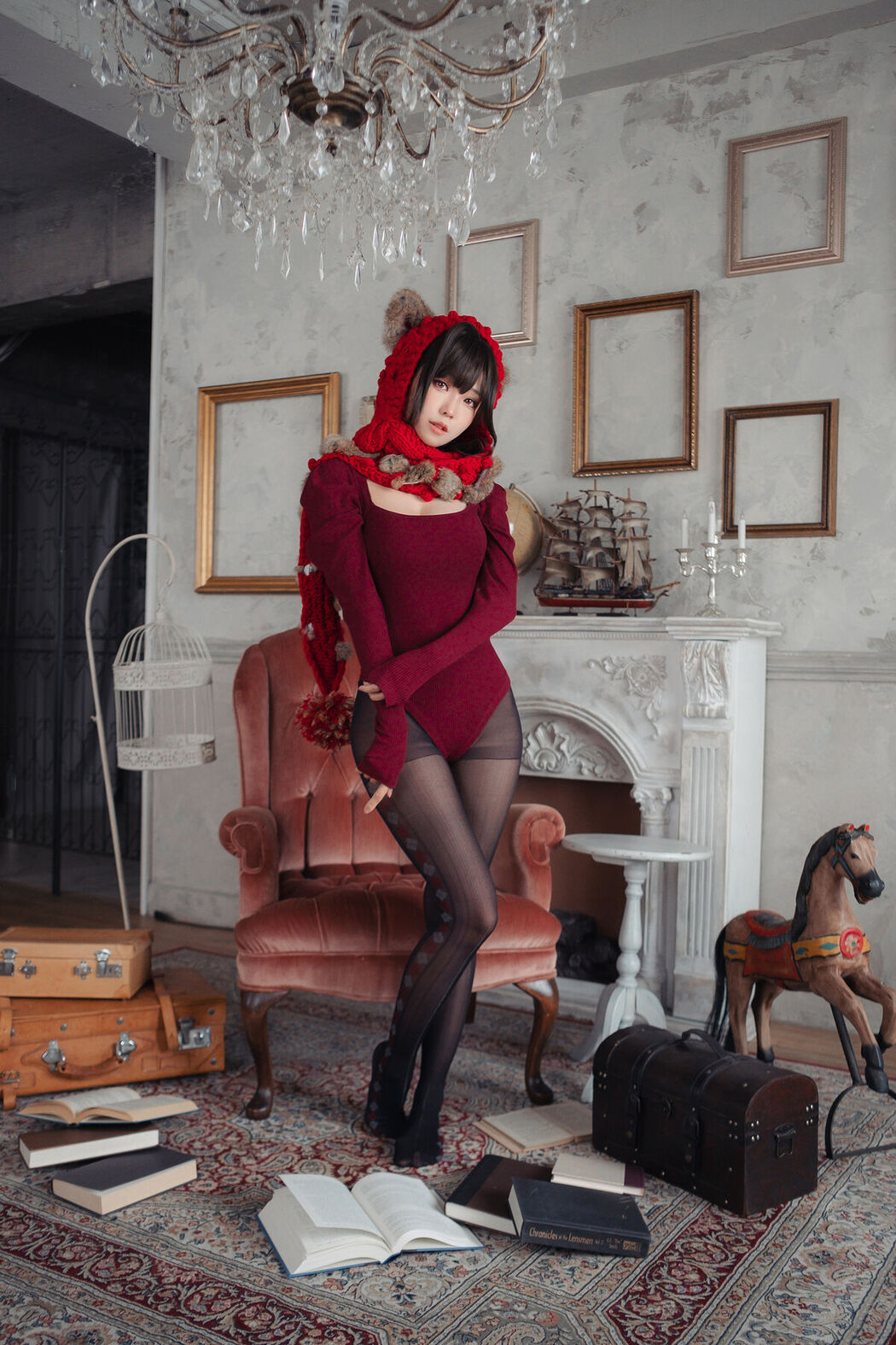 Coser@Ely_eee ElyEE子 – 红色 KNITTING