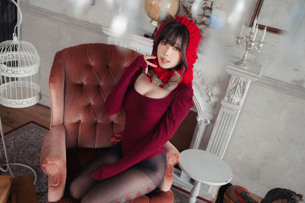 Coser@Ely_eee ElyEE子 – 红色 KNITTING