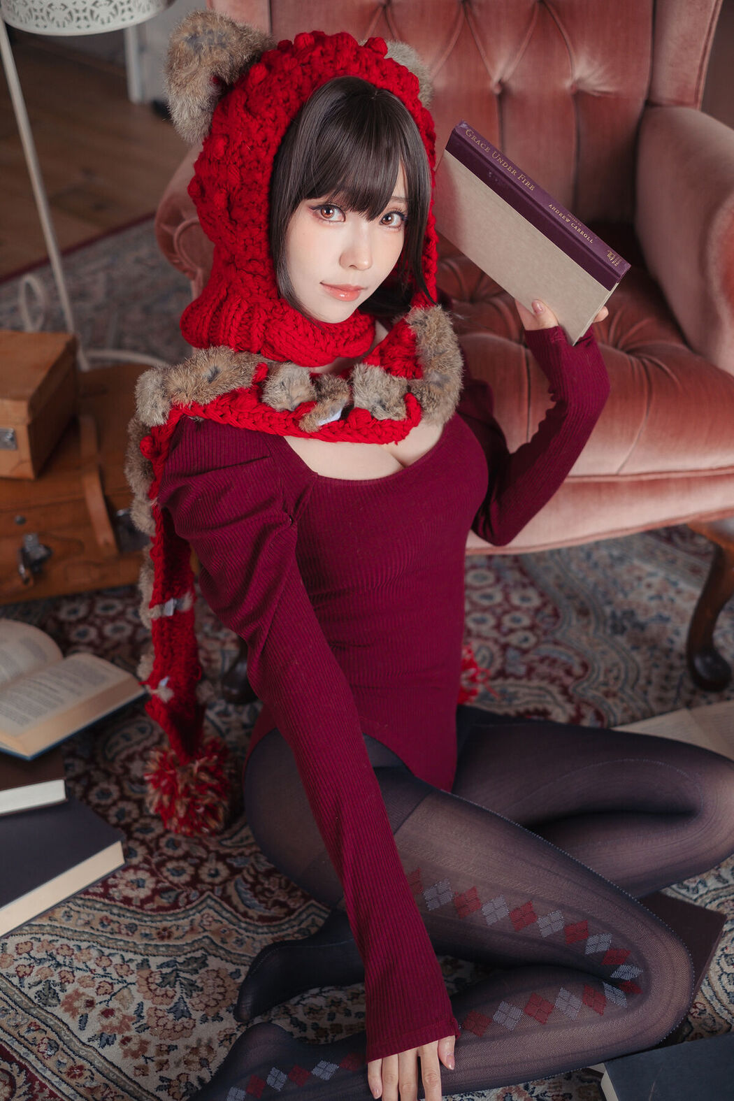 Coser@Ely_eee ElyEE子 – 红色 KNITTING