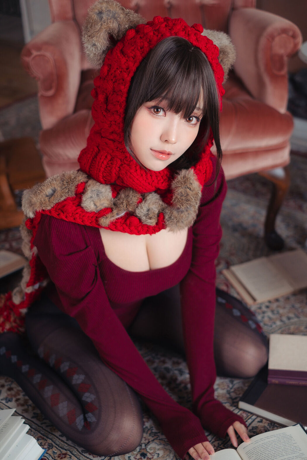 Coser@Ely_eee ElyEE子 – 红色 KNITTING