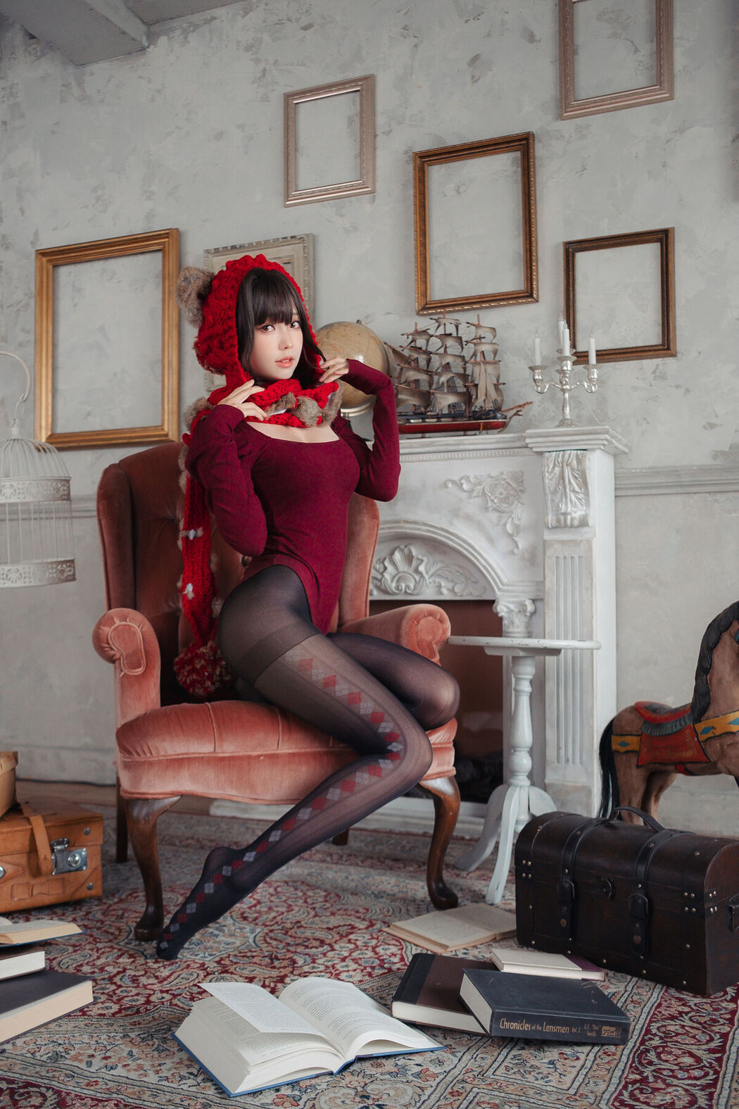 Coser@Ely_eee ElyEE子 – 红色 KNITTING