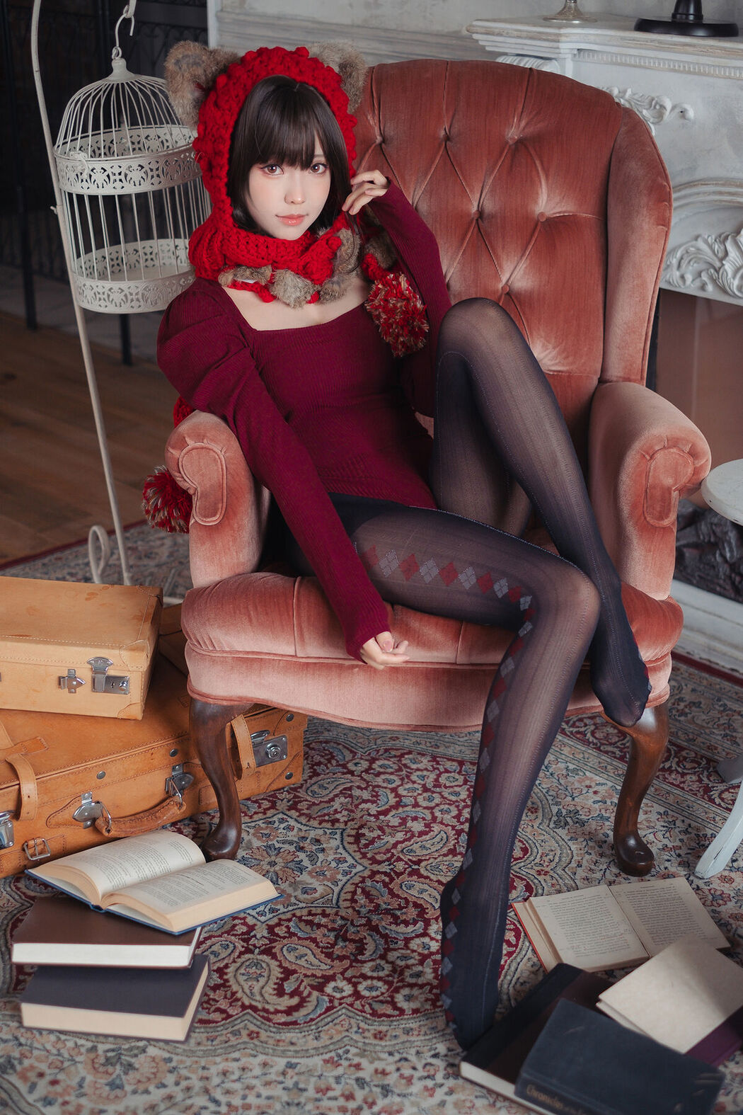 Coser@Ely_eee ElyEE子 – 红色 KNITTING