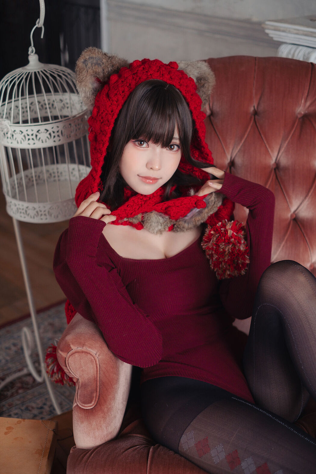 Coser@Ely_eee ElyEE子 – 红色 KNITTING