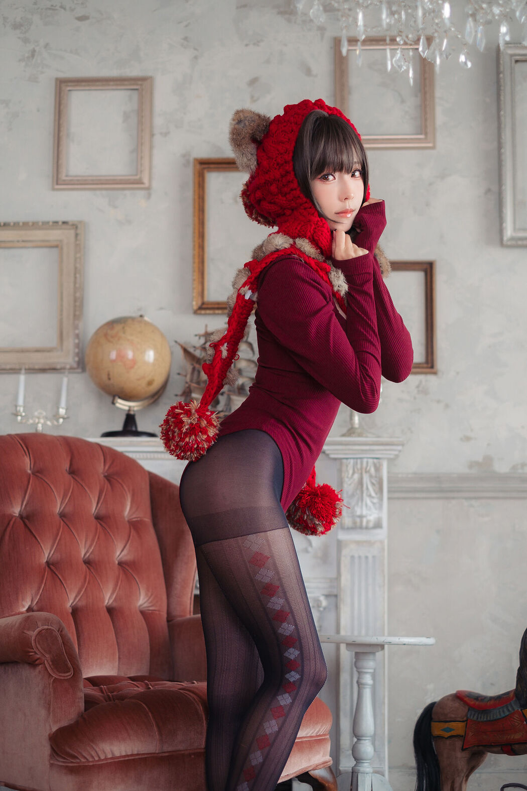 Coser@Ely_eee ElyEE子 – 红色 KNITTING