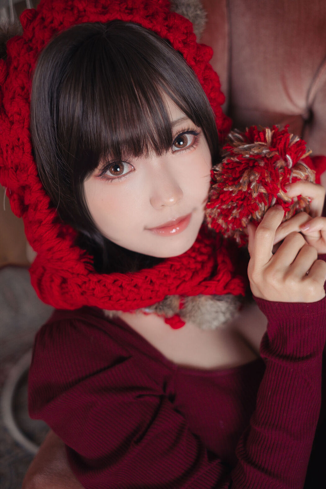 Coser@Ely_eee ElyEE子 – 红色 KNITTING