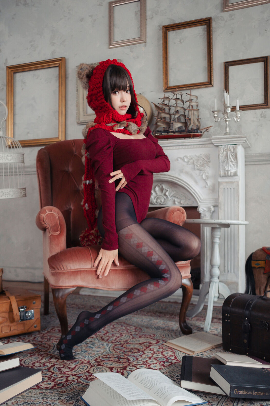 Coser@Ely_eee ElyEE子 – 红色 KNITTING