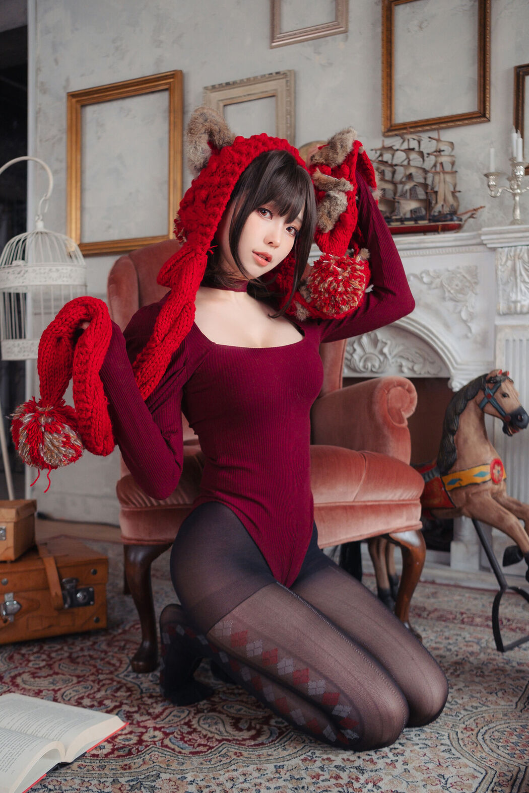 Coser@Ely_eee ElyEE子 – 红色 KNITTING