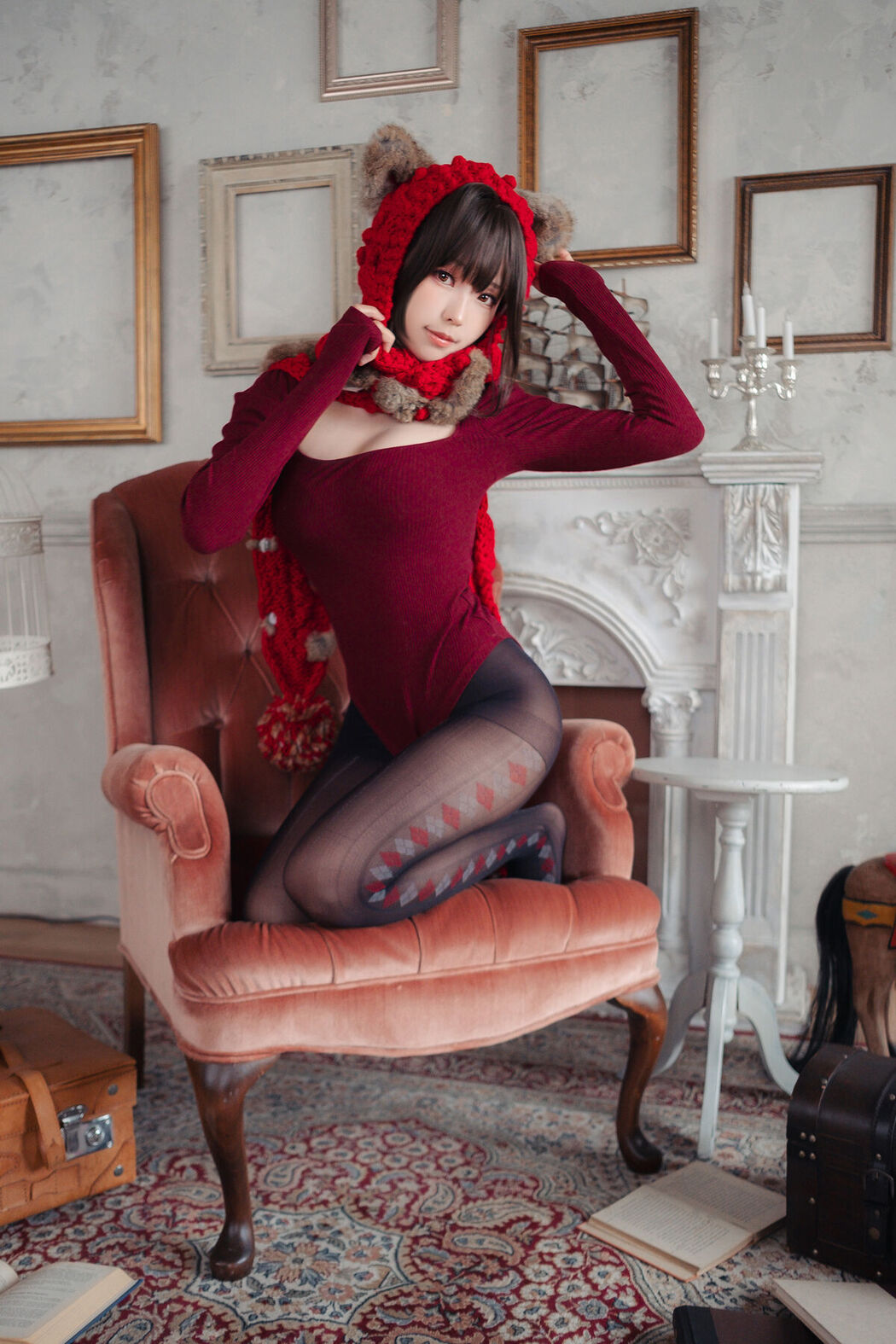 Coser@Ely_eee ElyEE子 – 红色 KNITTING