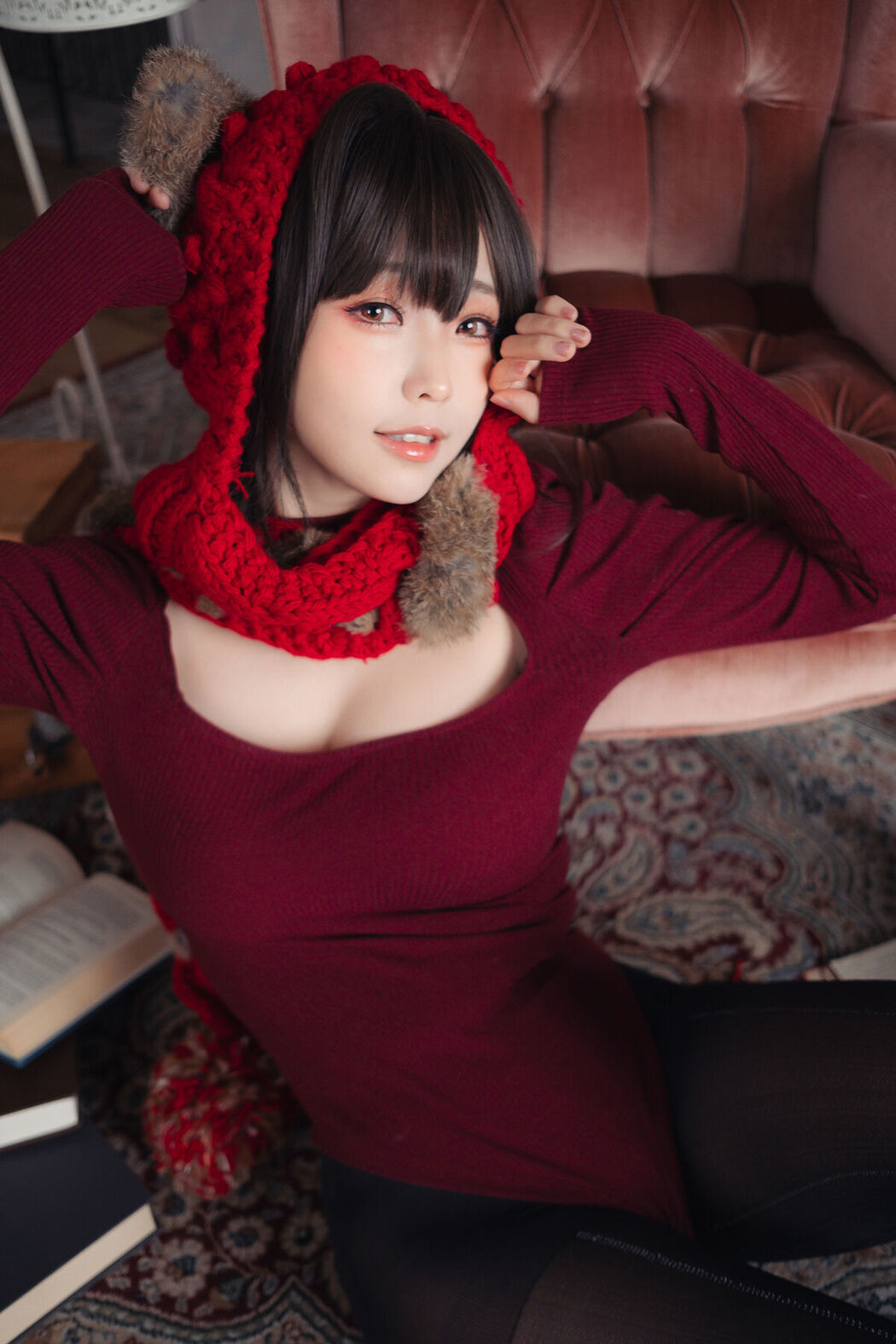 Coser@Ely_eee ElyEE子 – 红色 KNITTING