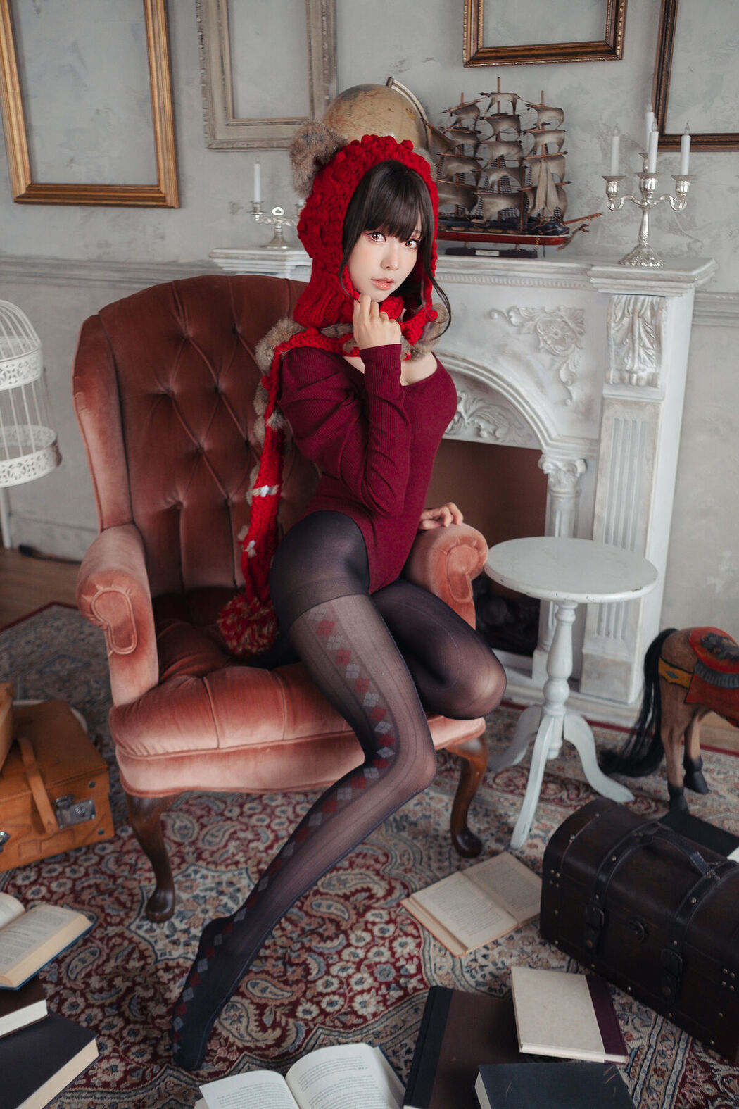 Coser@Ely_eee ElyEE子 – 红色 KNITTING