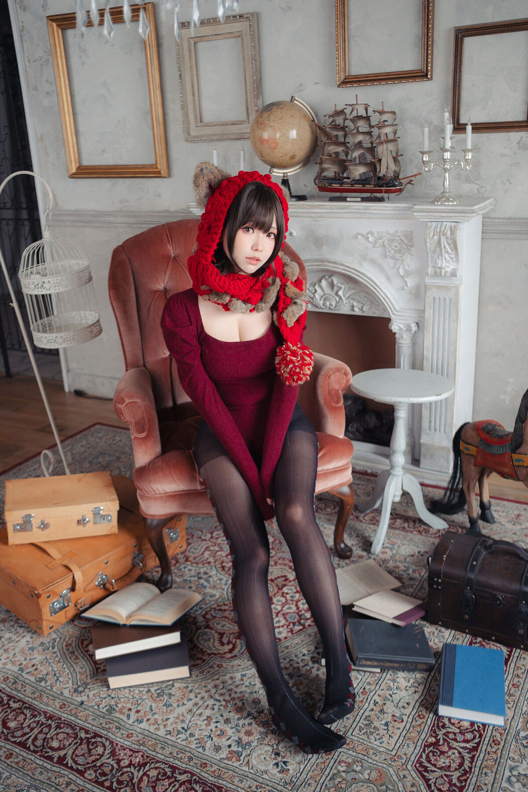 Coser@Ely_eee ElyEE子 – 红色 KNITTING