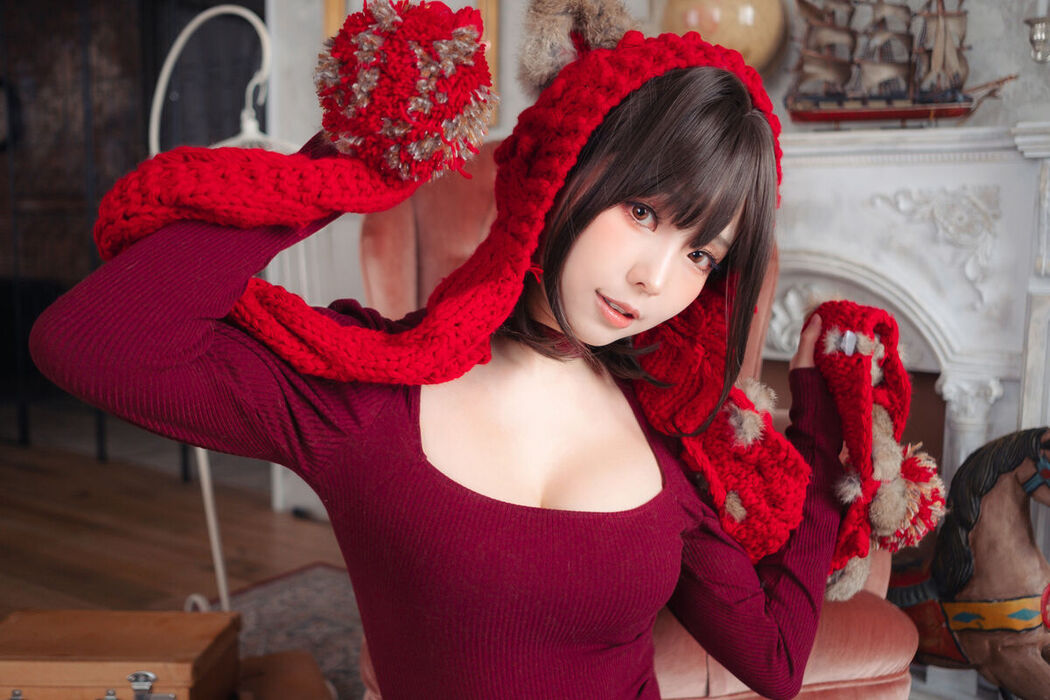 Coser@Ely_eee ElyEE子 – 红色 KNITTING