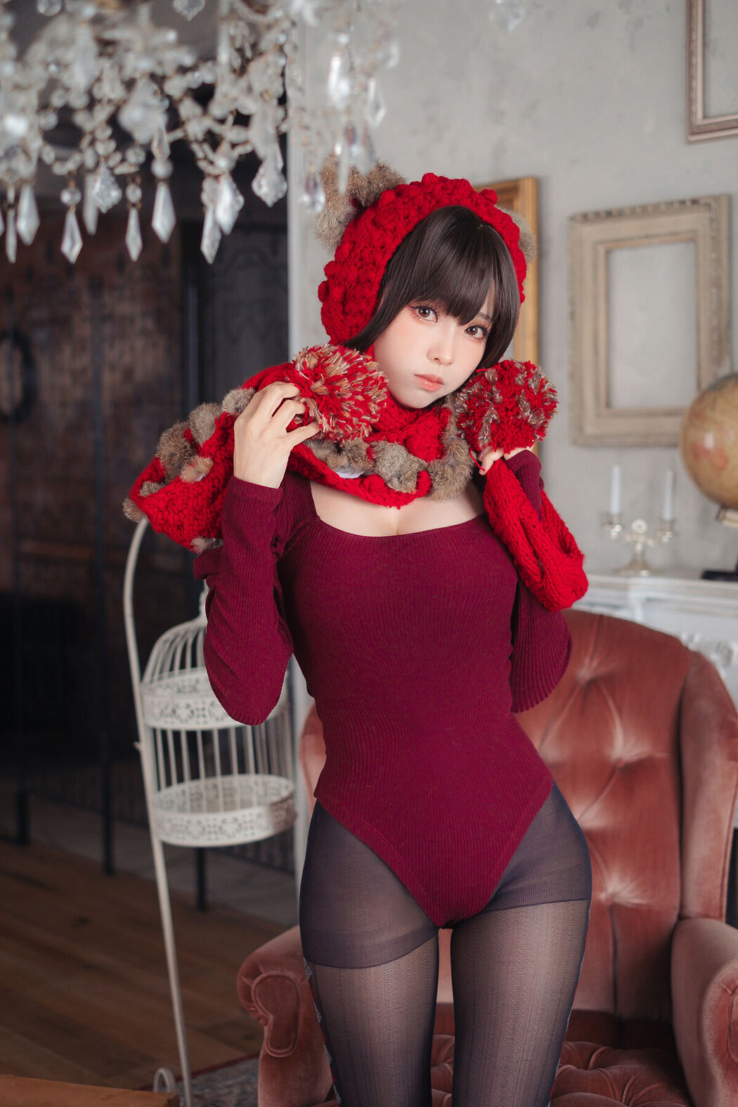 Coser@Ely_eee ElyEE子 – 红色 KNITTING