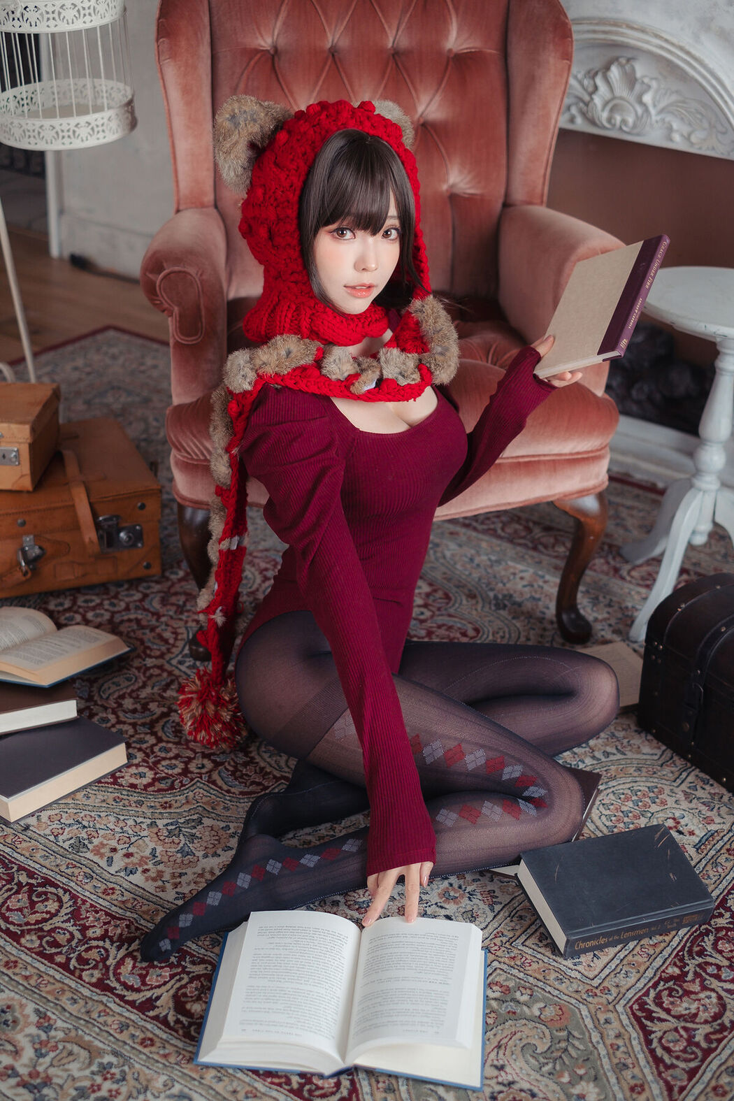 Coser@Ely_eee ElyEE子 – 红色 KNITTING