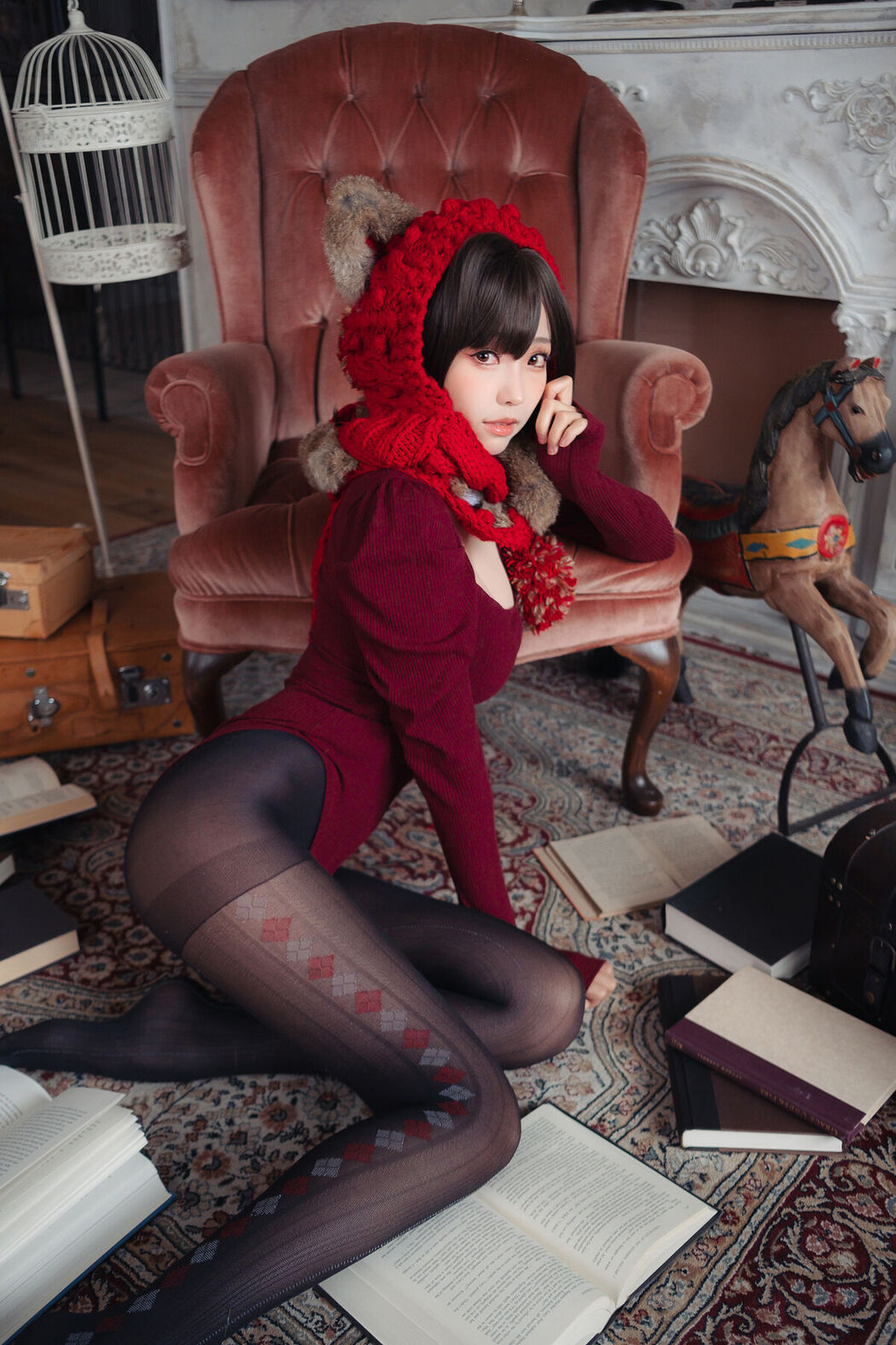 Coser@Ely_eee ElyEE子 – 红色 KNITTING