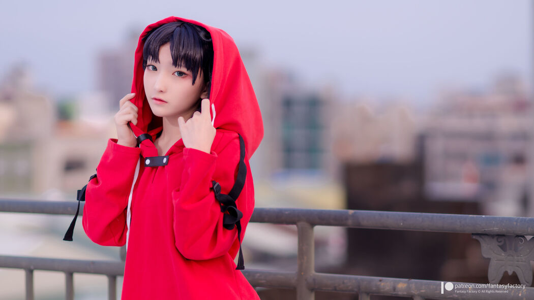 COSER Xiaoding "Bicycle Girl Vinyl Sexy Net Shirt" [Fantasy Factory]